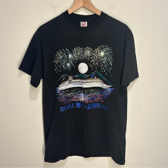 Jerzees Other - Vintage Royal Caribbean Jerzees Shirt Men’s Large – Black – Boat Graphic – RARE